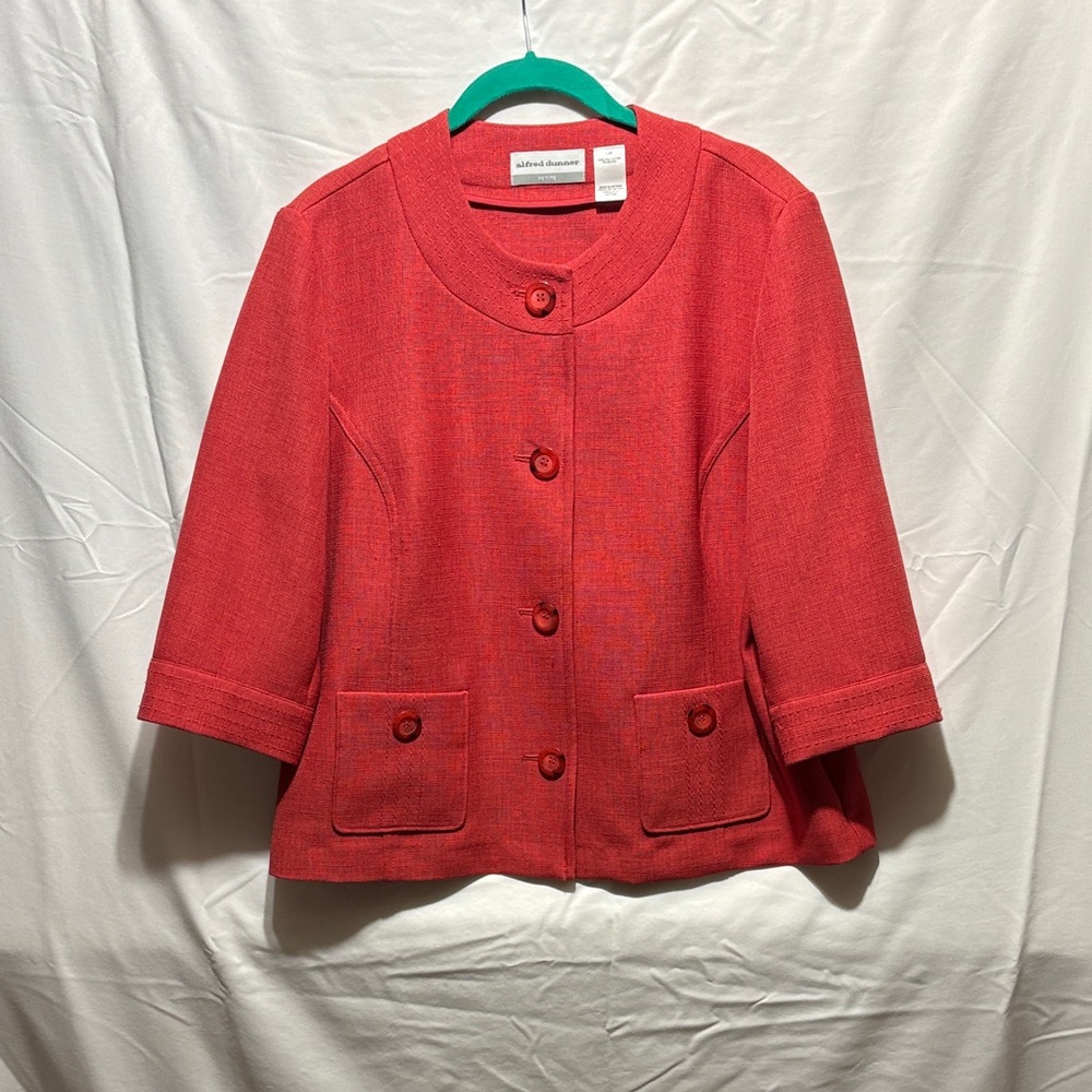 Alfred Dunner Red Short-Sleeve Button Jacket